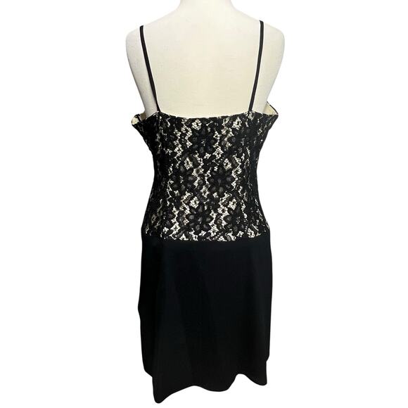 Carole Little Dress 10P Black Beaded Lace Spaghetti Strap Drop Waist Whimsygoth - Picture 5 of 15